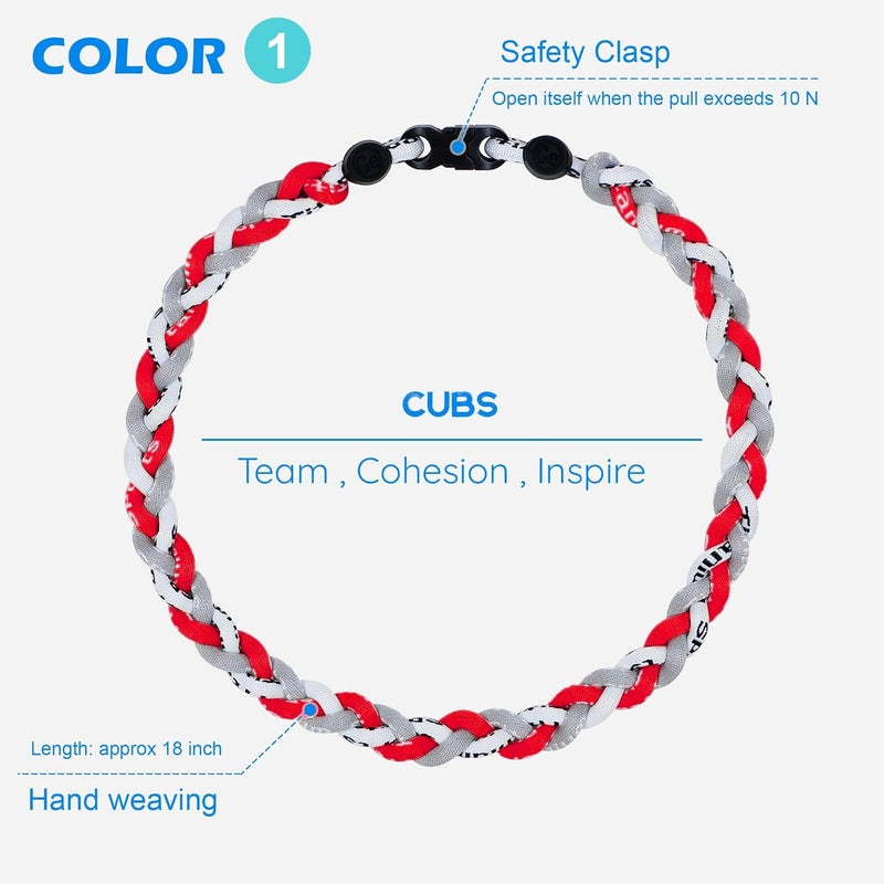 SUPBOMM 3 pcs Baseball Rope Necklaces, League Team Colors Braided Necklace, Baseball Team Gifts - Image 2